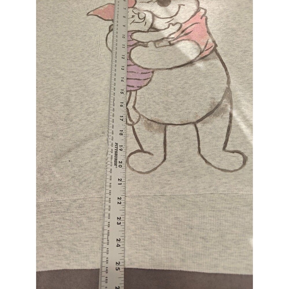Disney Winnie the Pooh Piglet Women's L Gray Oversized Crewneck Sweatshirt - Picture 5 of 7